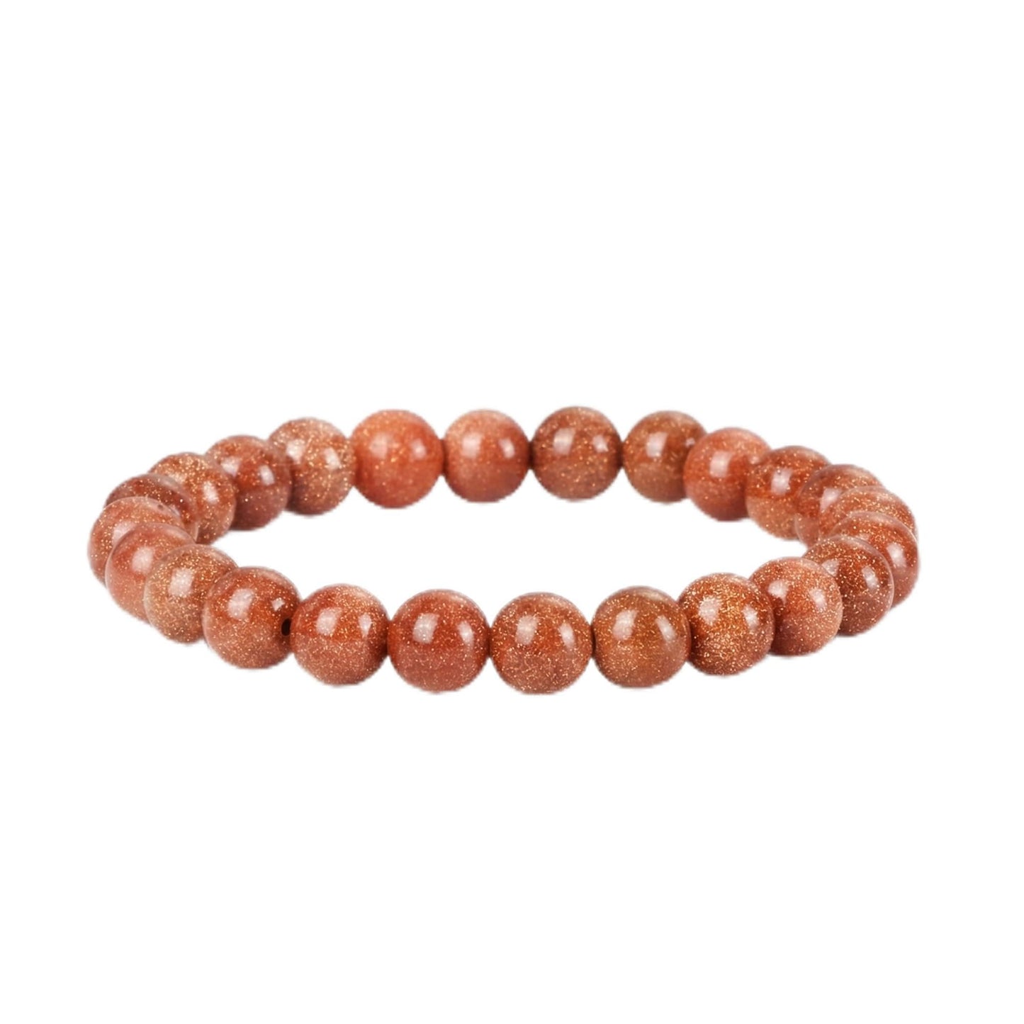 Elm City Direct 8mm Natural Stone Beaded Bracelet – Unisex Crystal Stretch Bracelets for Men & Women, Chakra & Healing Jewelry, Gift-Ready Beaded Bracelets (Gold Stone, 8mm)