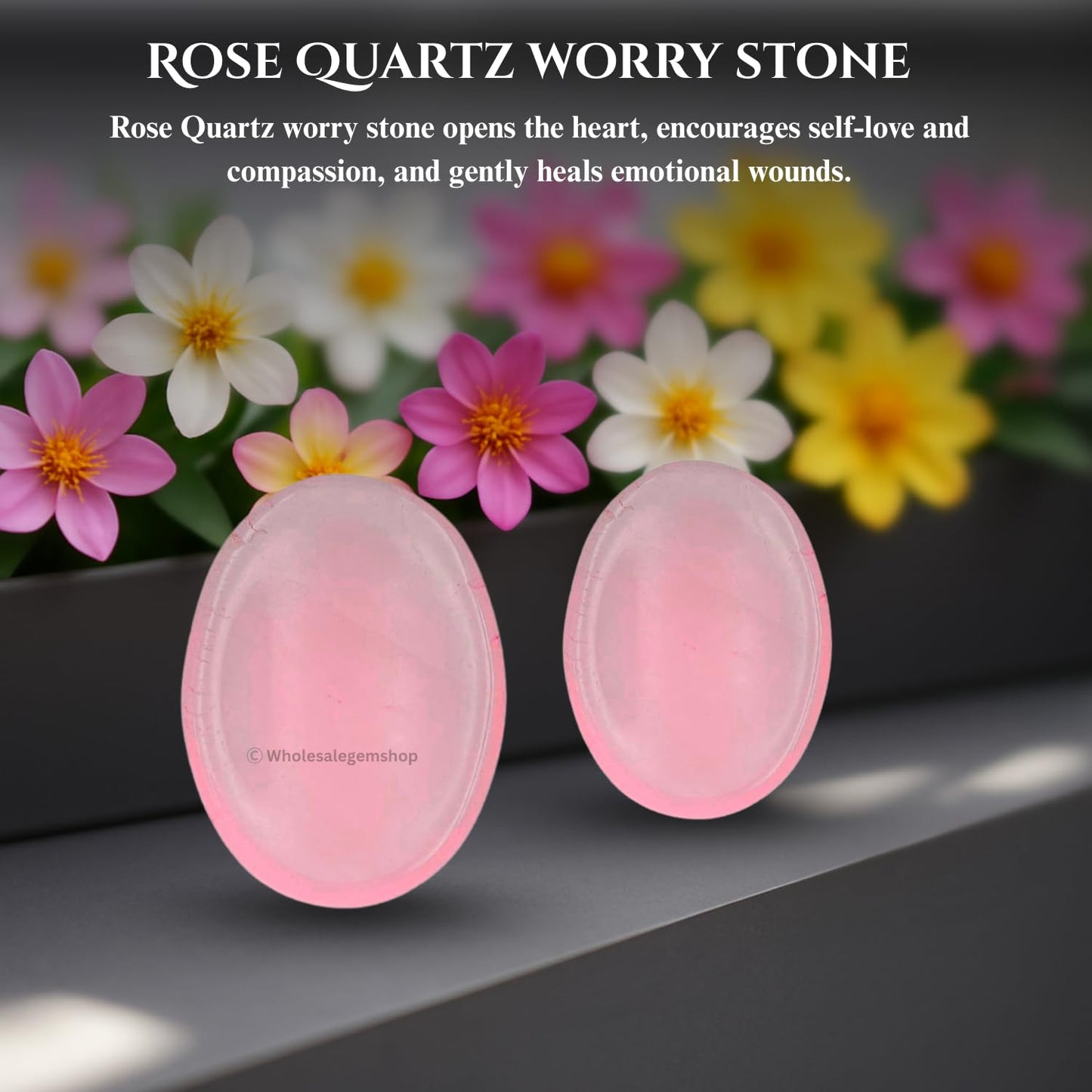 GEMSCITE Rose Quartz Thumb Worry Stones Metaphysical Gemstone Crystal Healing Reiki Men Women Gift FENG Shui Positive Energy Love Wellness Palm Stones Wicca Powerful