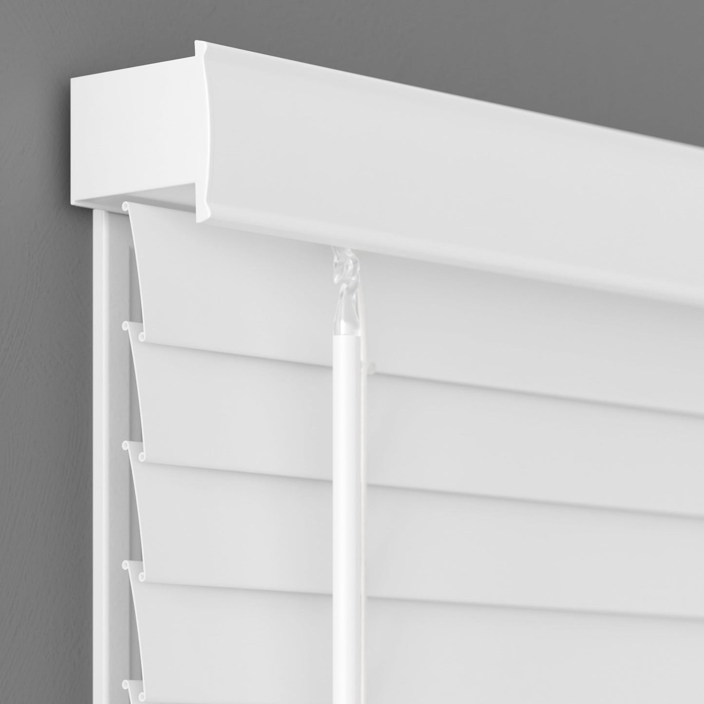 Lumino - 2" Cordless Flat Slat Faux Wood Window Blinds for Home - 22" W x 36" L - White, Faux Wood Blinds for Indoor Windows, Venetian Room Darkening Blinds