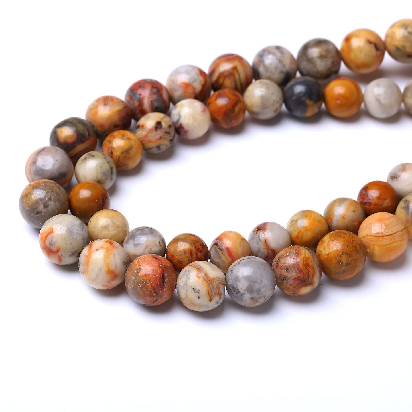 90PCS 4MM Crazy Lace Agate Beads Natural Gemstone Round Stone Beads for Jewelry Making DIY Energy Stone Healing Power Bracelet 15"