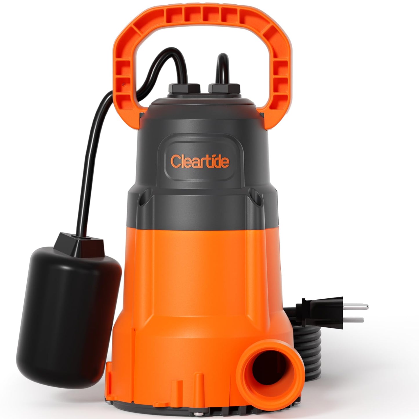 Cleartide Submersible Sump Pump with Tethered Float Switch, 1/4 HP Utility Water Pump,100% Copper Motor, Electric Drain Pump Handles 1/8" Solids, 10 FT Cord