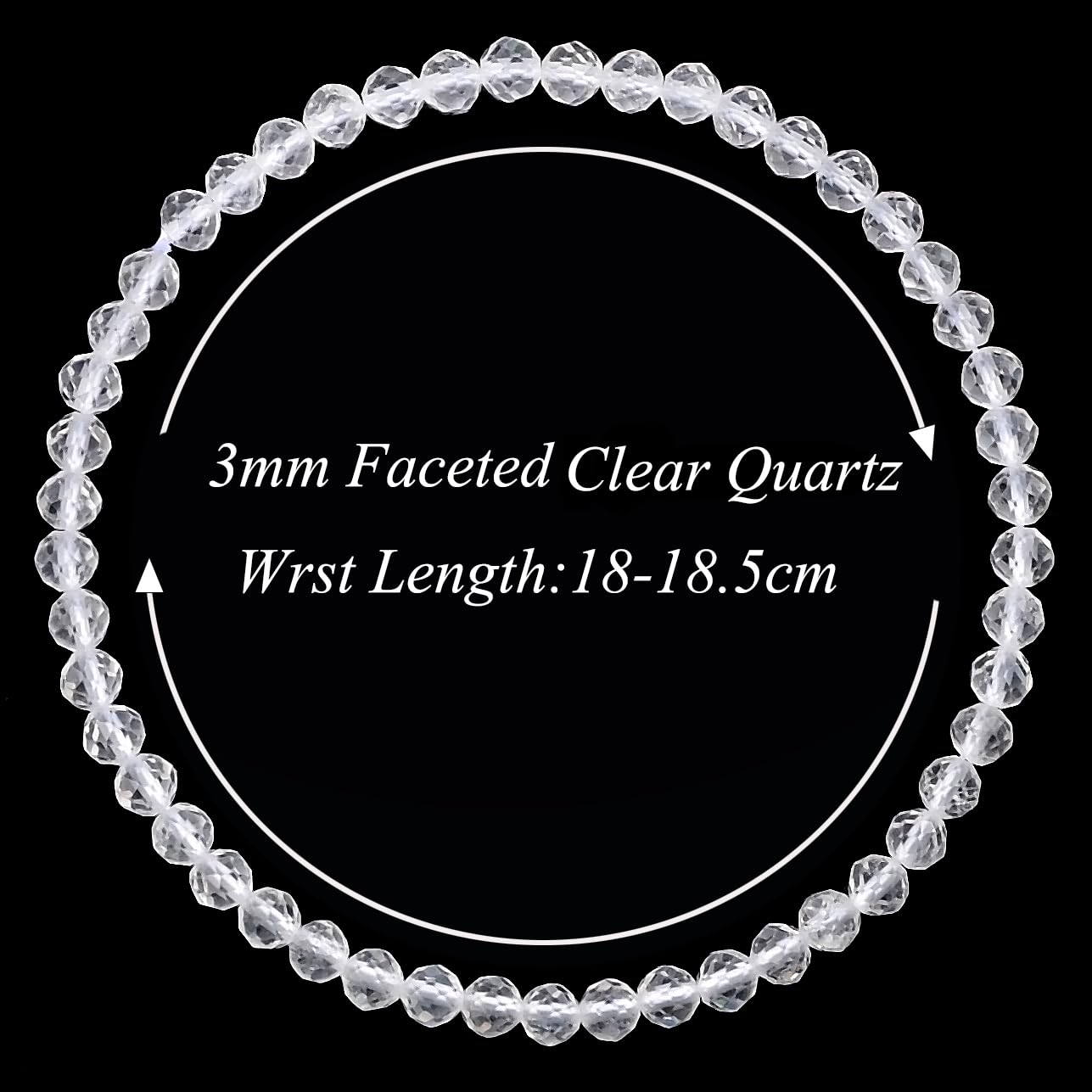 MASSIVE BEADS Natural Genuine Gemstone Beads Healing Crystal Chakra Reiki Jewelry Faceted Round Beads Bracelets (Clear Quartz, 3mm)
