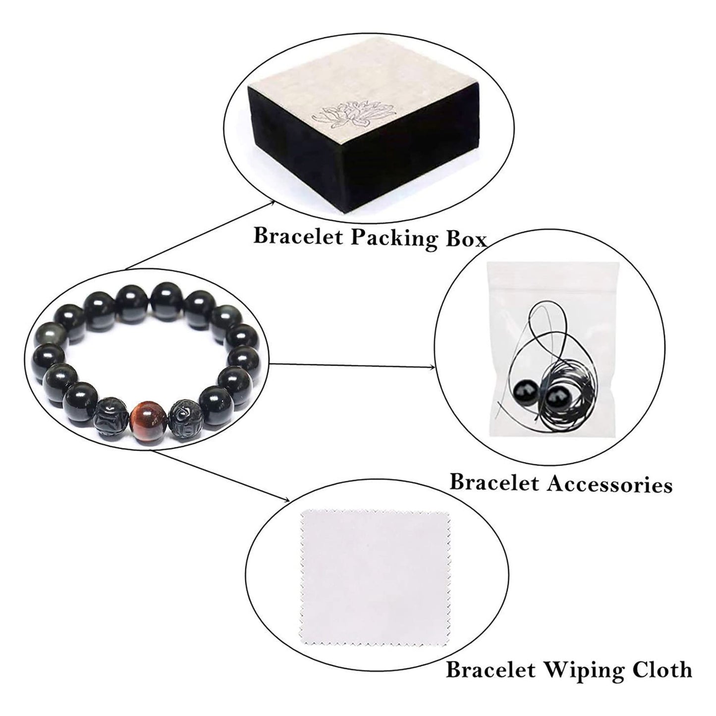 Black Obsidian Bracelet,Feng Shui Black Obsidian Wealth Bracelet for Women Men Couples Handmade Stretch Obsidian Bracelet Bangle with Carved Pixiu Tiger Eye Stone Attract Wealth Money and Good Luck