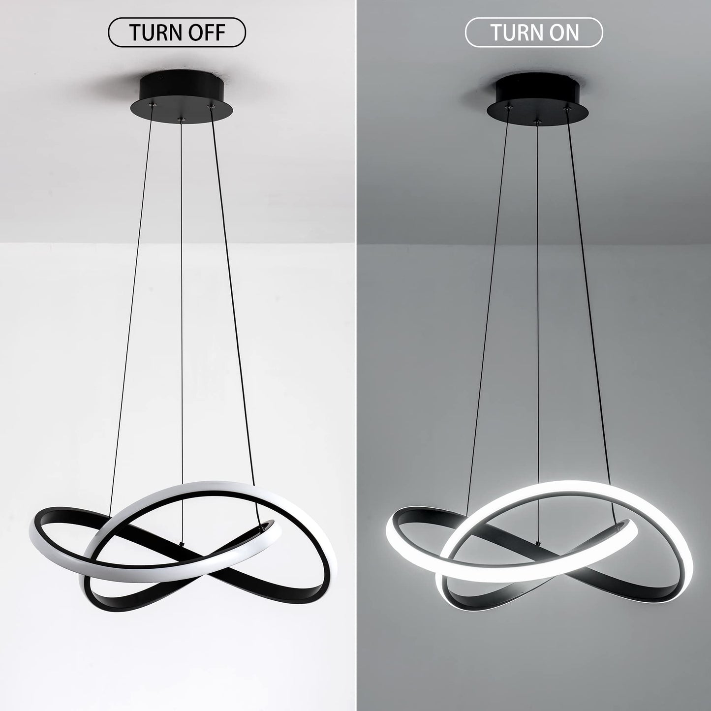 MAYNA Modern LED Pendant Light Fixture, Contemporary LED Chandelier with Irregular Ring Lights, Adjustable Modern Chandeliers for Dining Room Kitchen Entryway Living Room Bedroom, 6000K Daylight