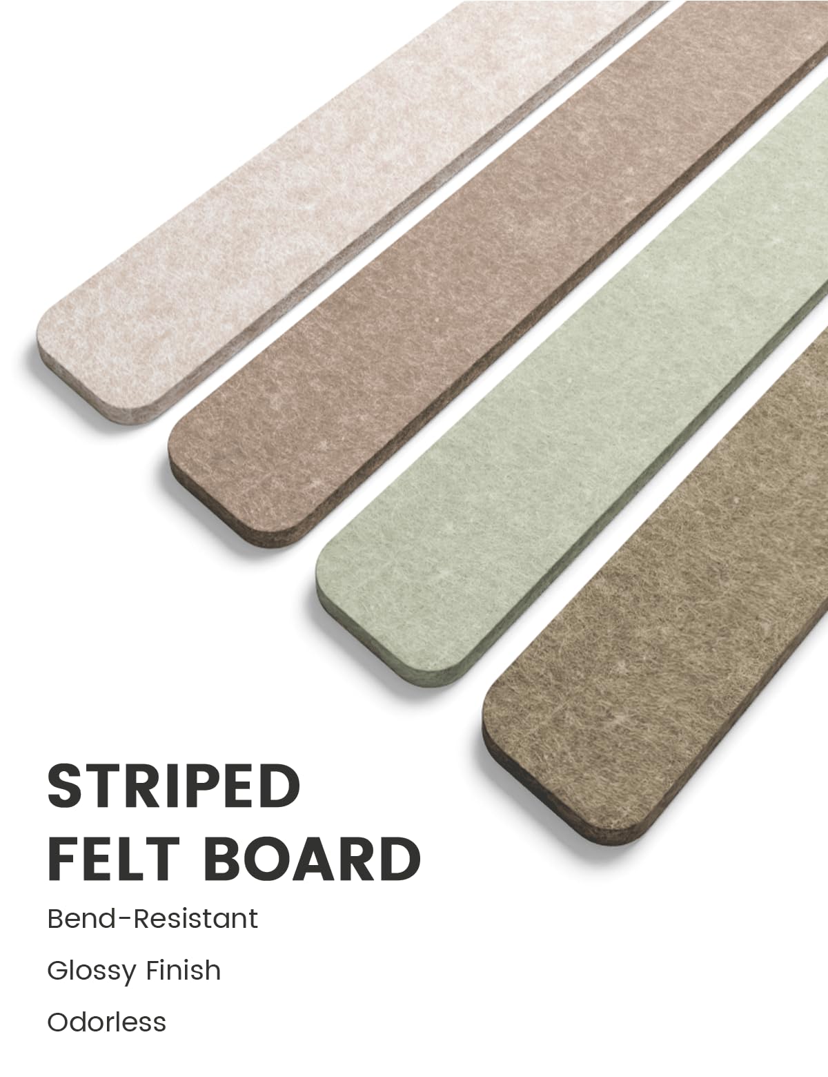 Fluxynara Cork Board Alternative Felt Strip Board 8-Pack 13"x2", Office Pin Board with 50 Push Pins, Adhesive Install for Bedroom Door & Home Office(Linen Dusk)
