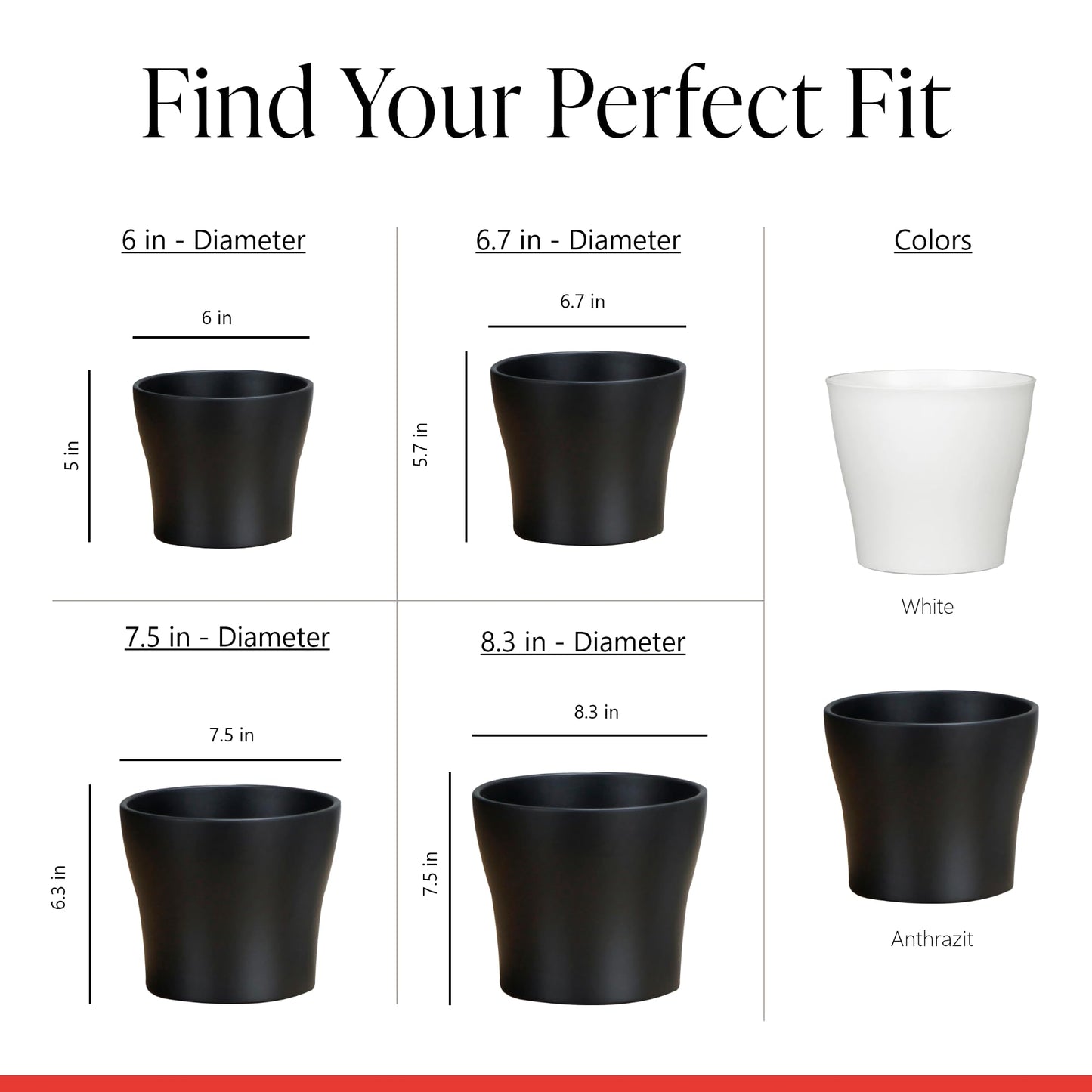 Scheurich Set of 3 Classic Panna Ceramic Plant Pots – 6" Decorative Pots for Indoor Plants - Waterproof&UV-Resistant Planters - Durable, Break-Resistant Design - Made in Germany - 0.4 gal