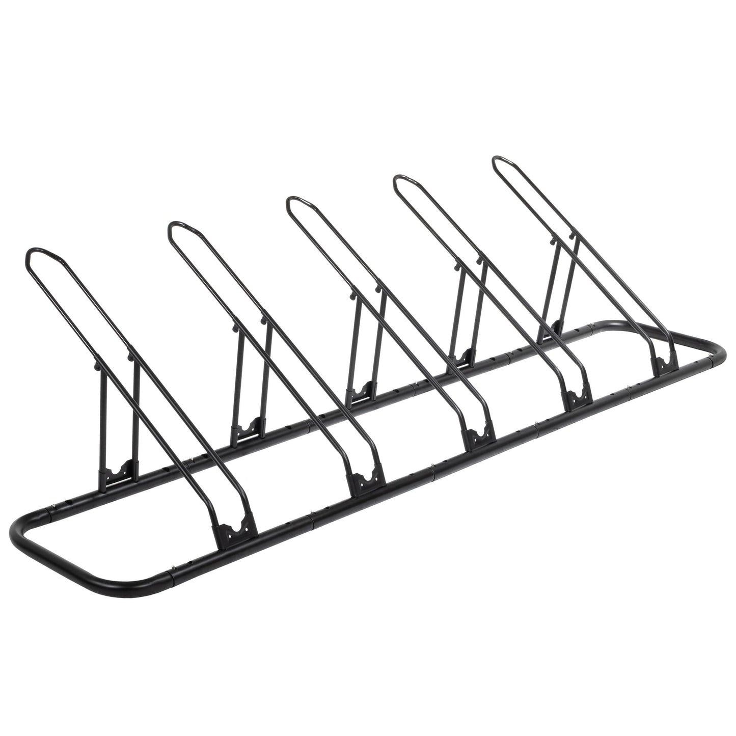 CyclingDeal Bicycle Floor Parking Rack Stand - for Mountain MTB Road Bike - Indoor Home Garage Storage - Adjustable 5 Bikes