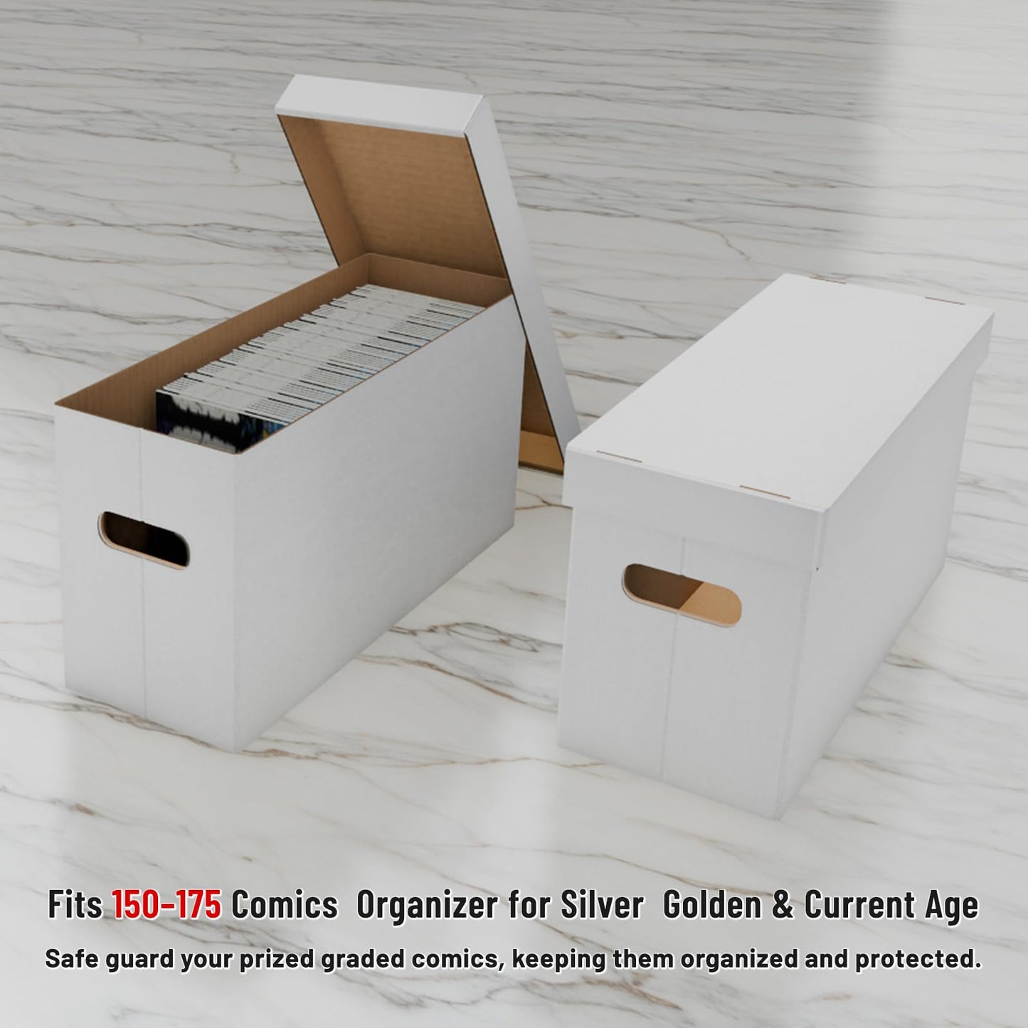 NUMINA Comic Book Boxes – 6 Pack Short Boxes | Fits 150–175 Comics | Comic Book Storage Organizer for Silver & Current Age | Durable Stackable Cardboard Box