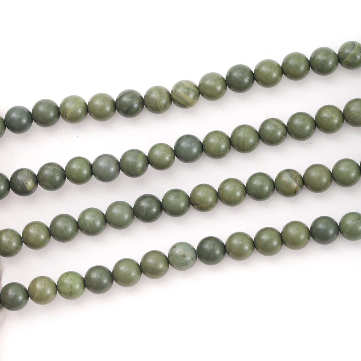 8mm 45pcs DIY Natural Green Tea Stone Beads Round Healing Crystal Gemstone Loose Beads for Jewelry Making Handmade Bracelet Necklace