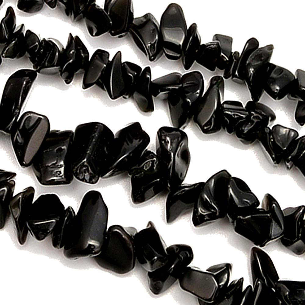 PLTbeads Gemstone Chips Natural Black Obsidian 3-5mm Healing Crystals Waist Bracelets Necklace Kit Irregular Stone DIY Crafts Design Jewelry Making Approxi 32 inch