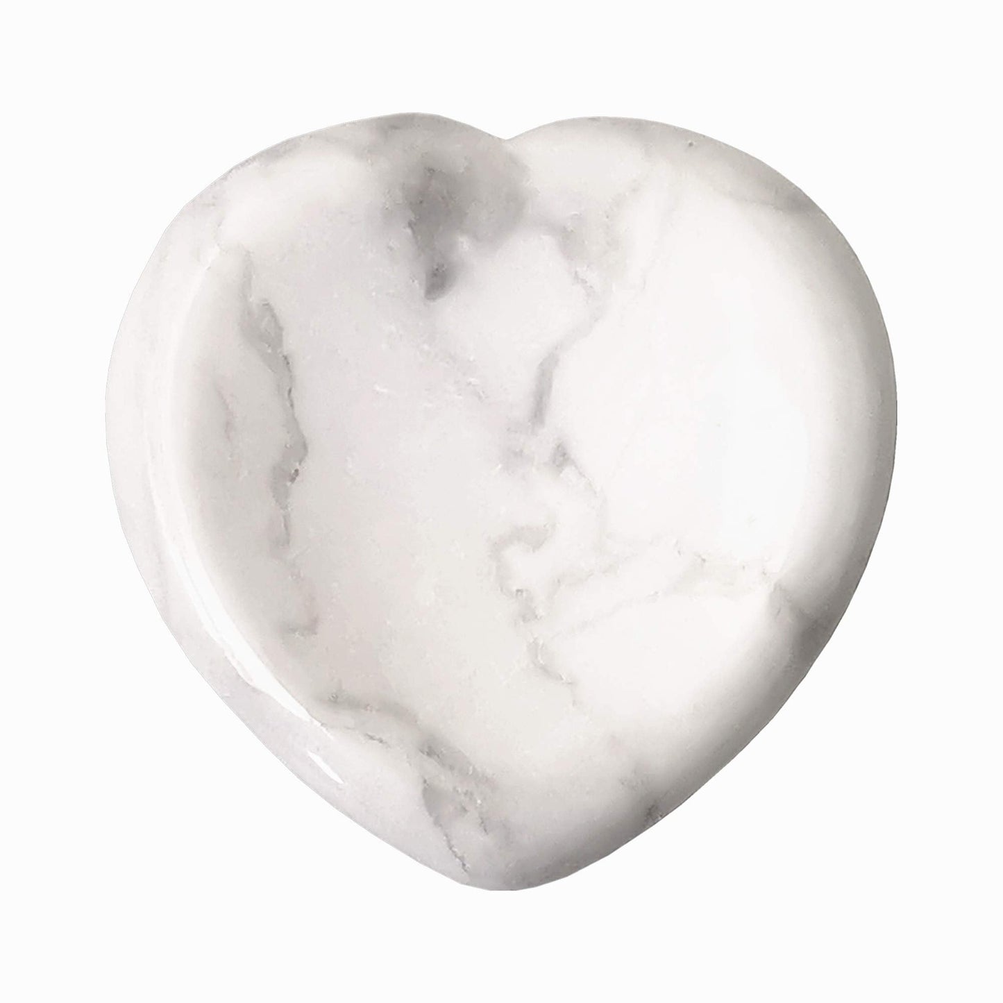 Bacatgem Natural White Howlite Turquoise Heart Chakra Thumb Worry Stone,Hand Carved Healing Crystal Shaped Stone for Anxiety Stress Relief Meditation