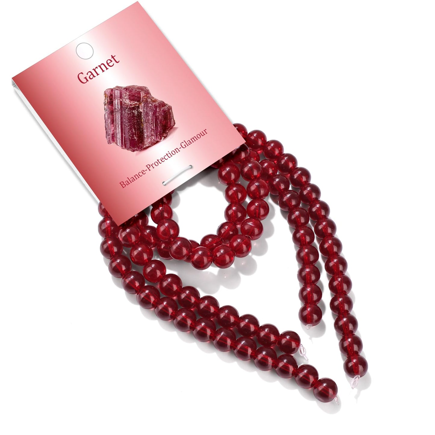 Risyfjew 100PCS 8mm Garnet Red Glass Gemstone Round Loose Beads for Jewelry Making Chakra Crystal Stone Beads for Bracelets Necklace Earrings Making Supplies (100pcs/Strand)