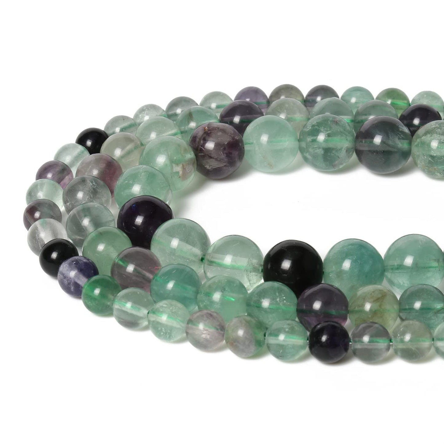 60pcs 6mm Natural Stone Beads Fluorite Beads Energy Crystal Power Gemstone for Jewelry Making, DIY Bracelet Necklace