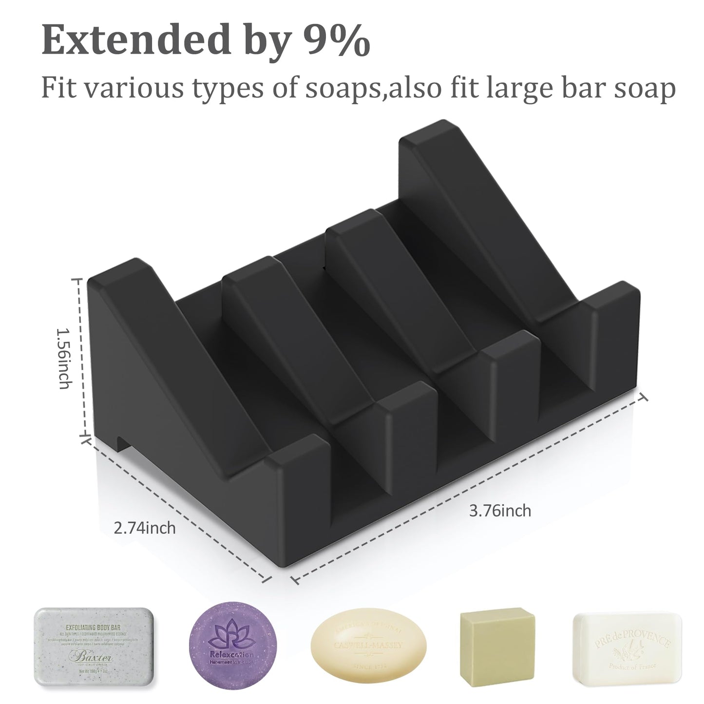 Silicone Self Draining Soap Holder Set, 3 Soap Dishes for Bar Soap, Drying Keep Soap Clean