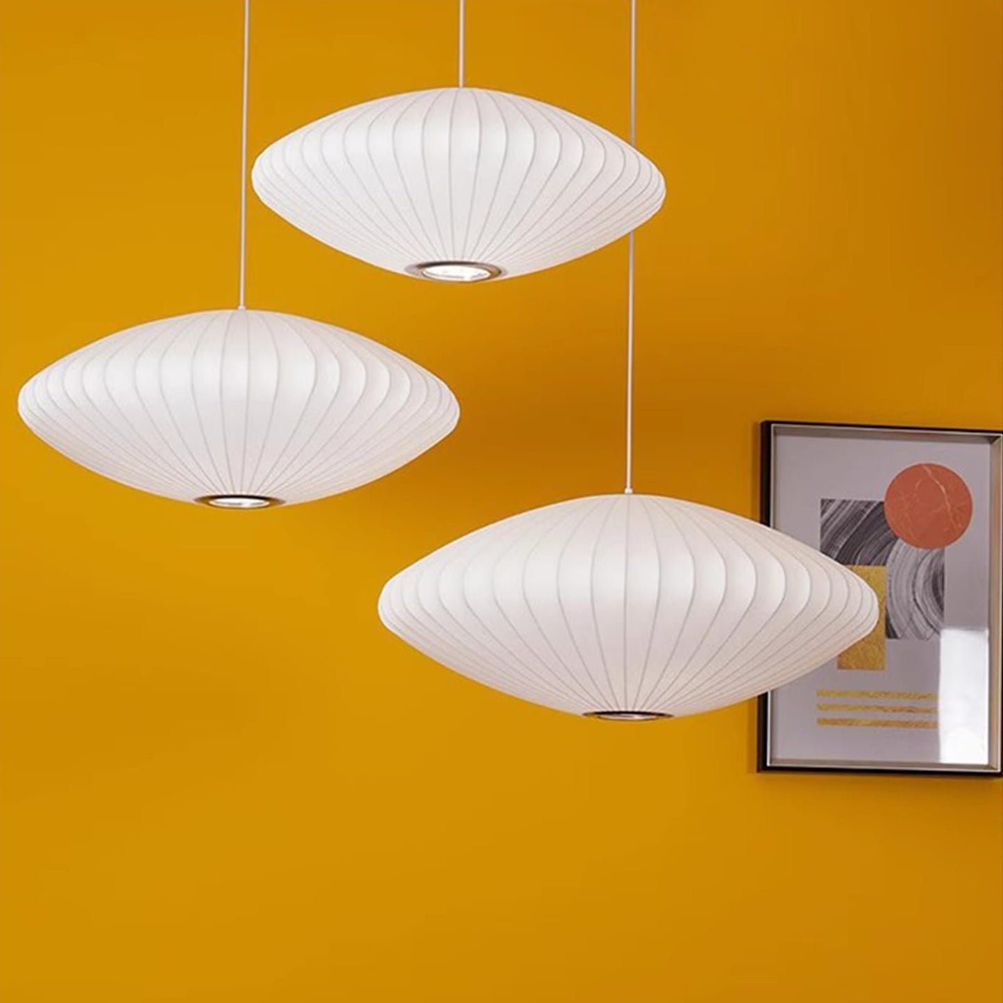 Topjia Silkworm Cocoon Single Head Pendant Light,Modern Cloth Hanging Ceiling Lighting,Creative Hollow Chandeliers for Living Room Dining Room Restaurant Cafe(50cm(19.7in), White)