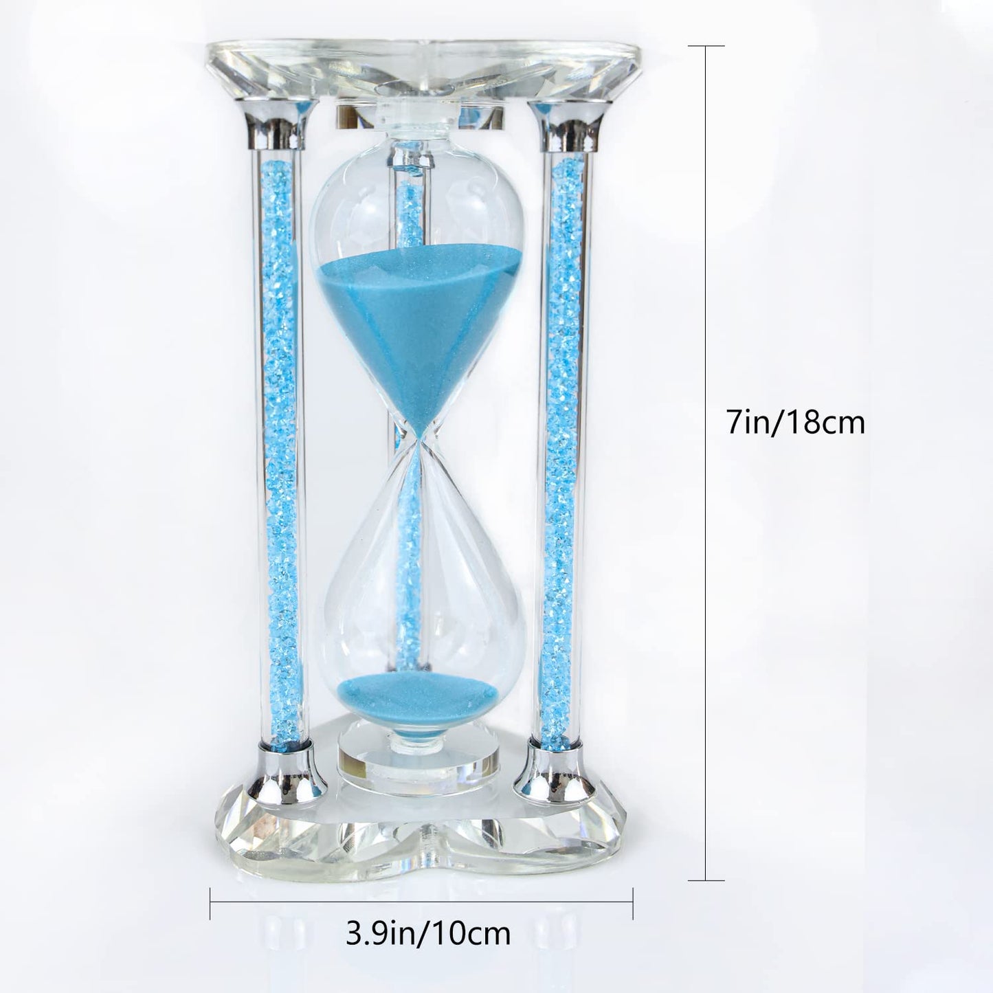 60 Minutes Sand Timers,Heart Shaped Crystal Hourglass, Sand Clock with Gift Box (Blue)