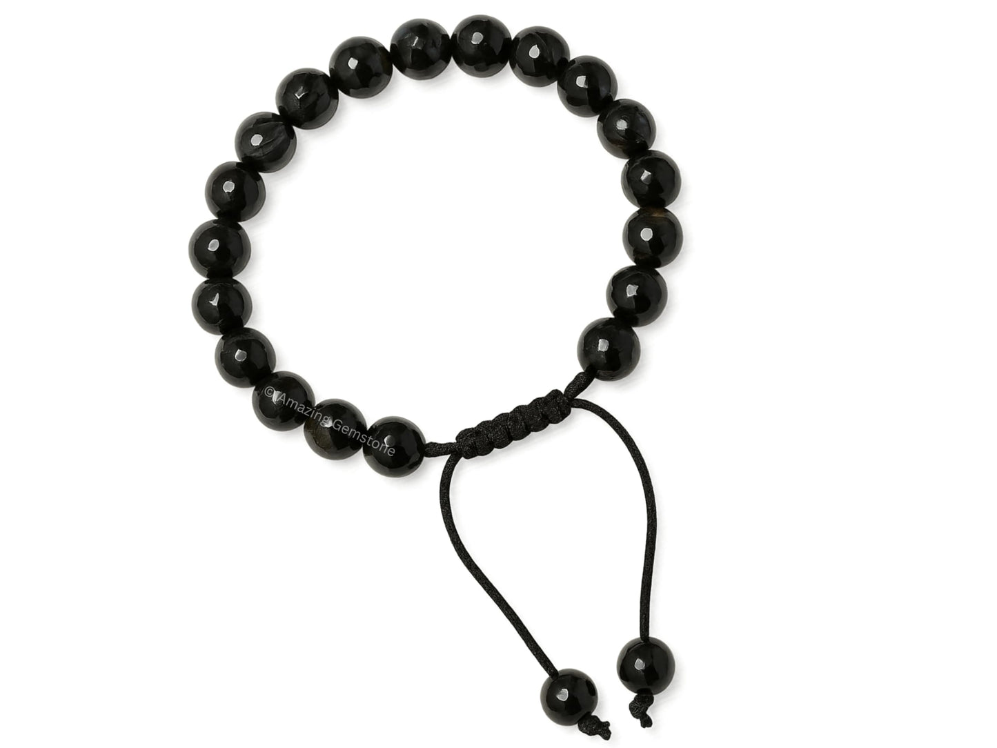 Amazing Gemstone Black Hakik Bracelet for Women - Chakra Mens Bracelet Protection Crystals and Healing Stones - Faceted Beaded Blessing Bracelet Spiritual Meditation Gift (Adjustable)