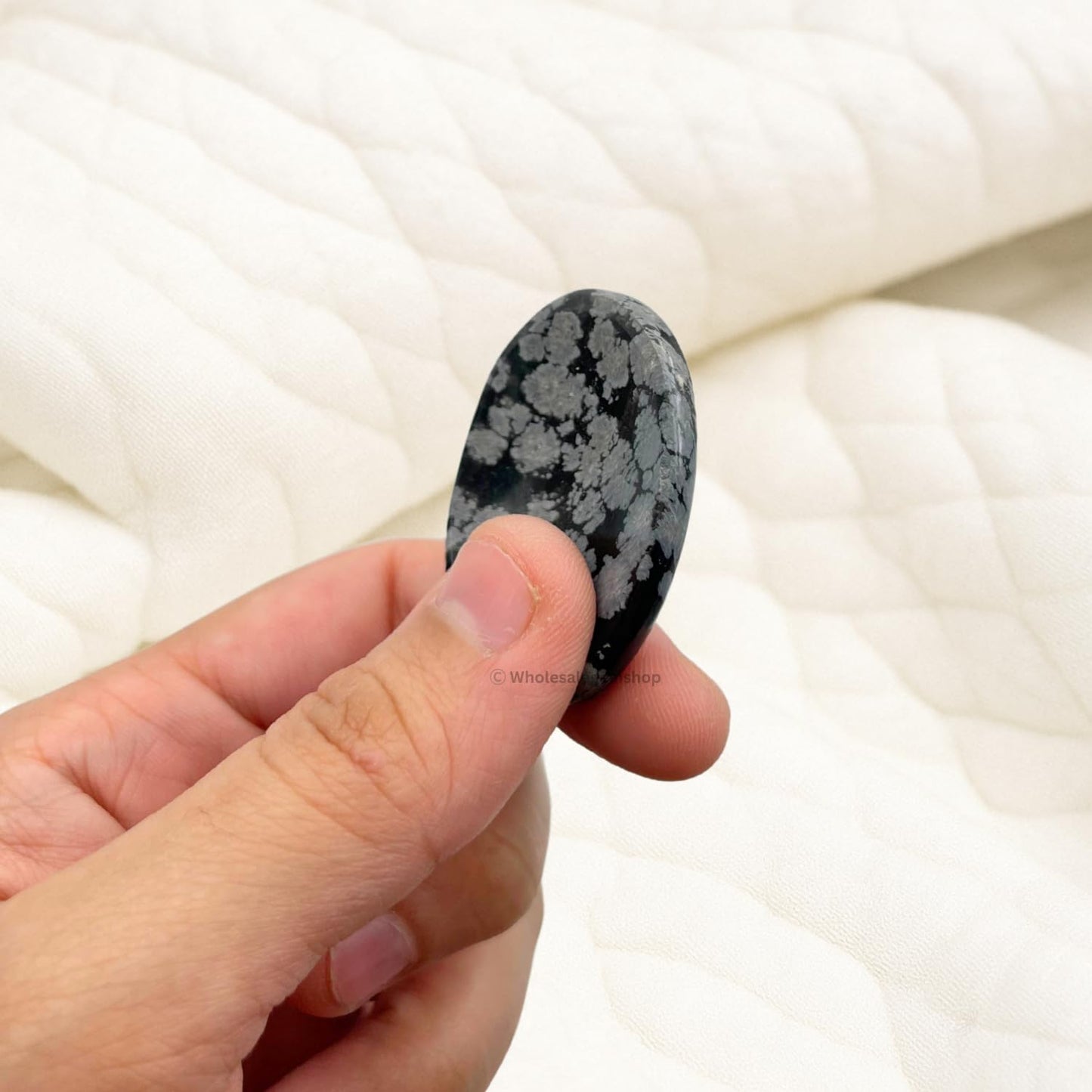 GEMSCITE Snowflake Obsidian Thumb Worry Stones Metaphysical Gemstone Crystal Healing Reiki Men Women Gift FENG Shui Positive Energy Love Wellness Palm Stones Wicca Powerful