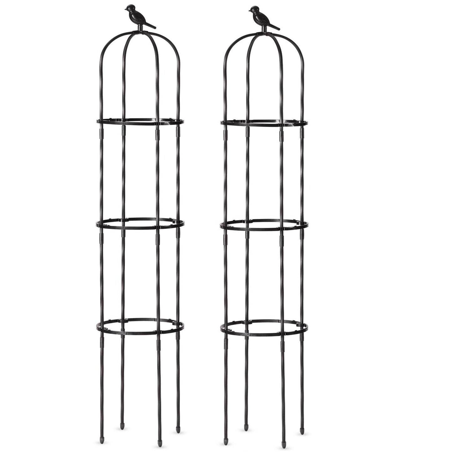 FOLLOOK Garden Trellis Obelisk for Climbing Plants, Lightweight Metal Plant Support for Roses Clematis Vines, Rustproof Decorative Trellis for Outdoor Garden Patio Planter, Black, 2 Pack