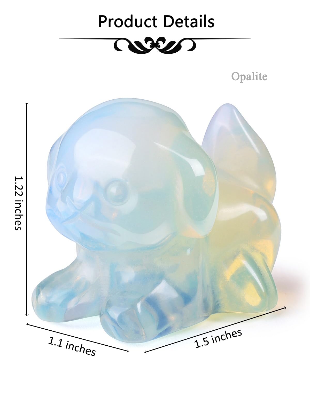 CrystalTears Opalite Crystal Dog Figurine, 1.5” Healing Gemstone Dogs Puppy Statue Ornament for Home Office Decor, Cute Lucky Crystals Dogs Gifts for Gifts for Women Dog Lovers Men Christmas