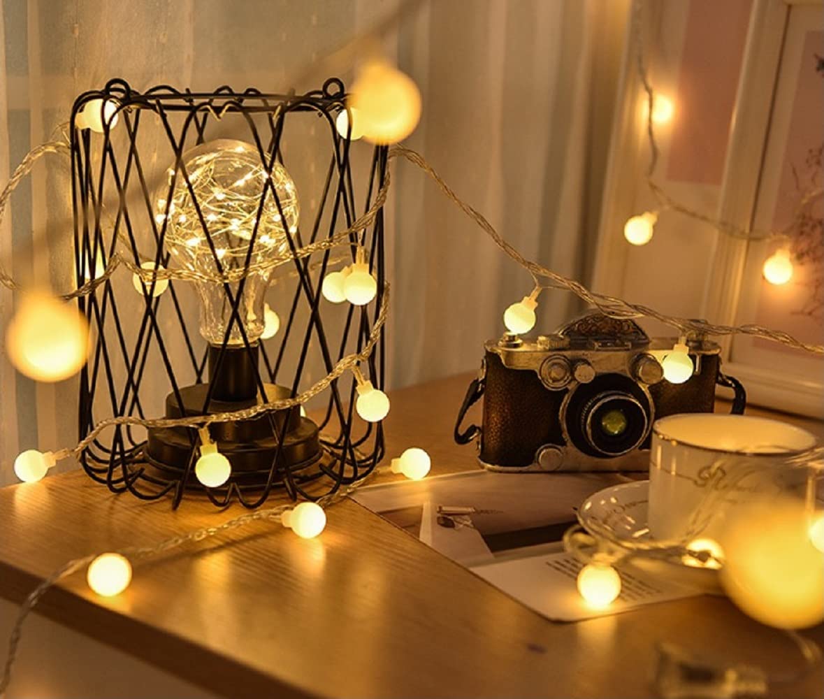 Globe String Lights 20ft 40 LED USB Powered Warm White Fairy Lights for Birthday Party Wedding Christmas and Home Decoration.
