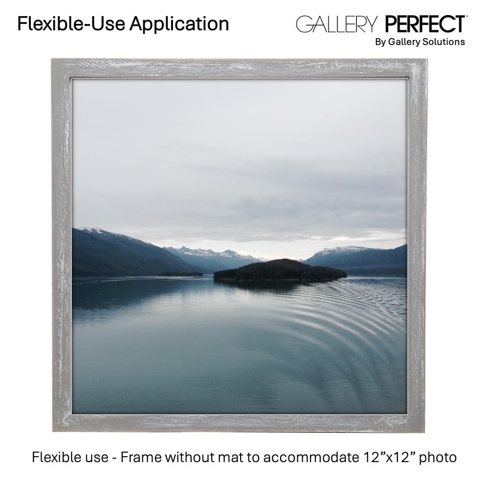 GALLERY PERFECT 12x12 Picture Frames, 9 Piece Set with Real Glass Cover for 8x8 Photos With Mat, Picture Frames Collage Wall Decor for Gallery Wall, Home Decor, Grey