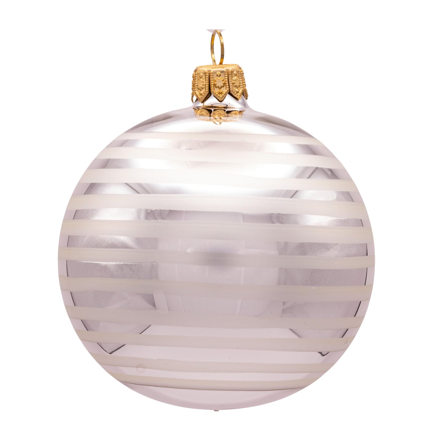 Luxury Handcrafted European Glass Christmas Ball Ornaments - Set of 6 - Silver & White - Satin & Shine - 8 cm - Mouth-Blown & Hand-Painted
