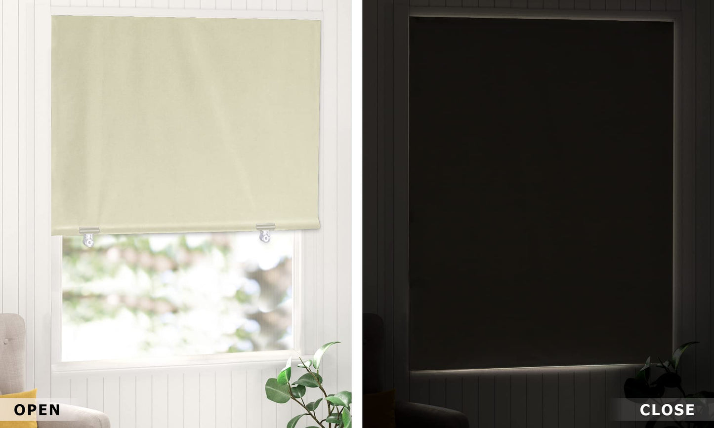 LazBlinds 100% Blackout Roller Shades, No Tools No Drill Cordless Blinds for Windows, Thermal Insulated UV Protection Privacy Window Shades for Bedroom (36''W x 72''H, Cream)