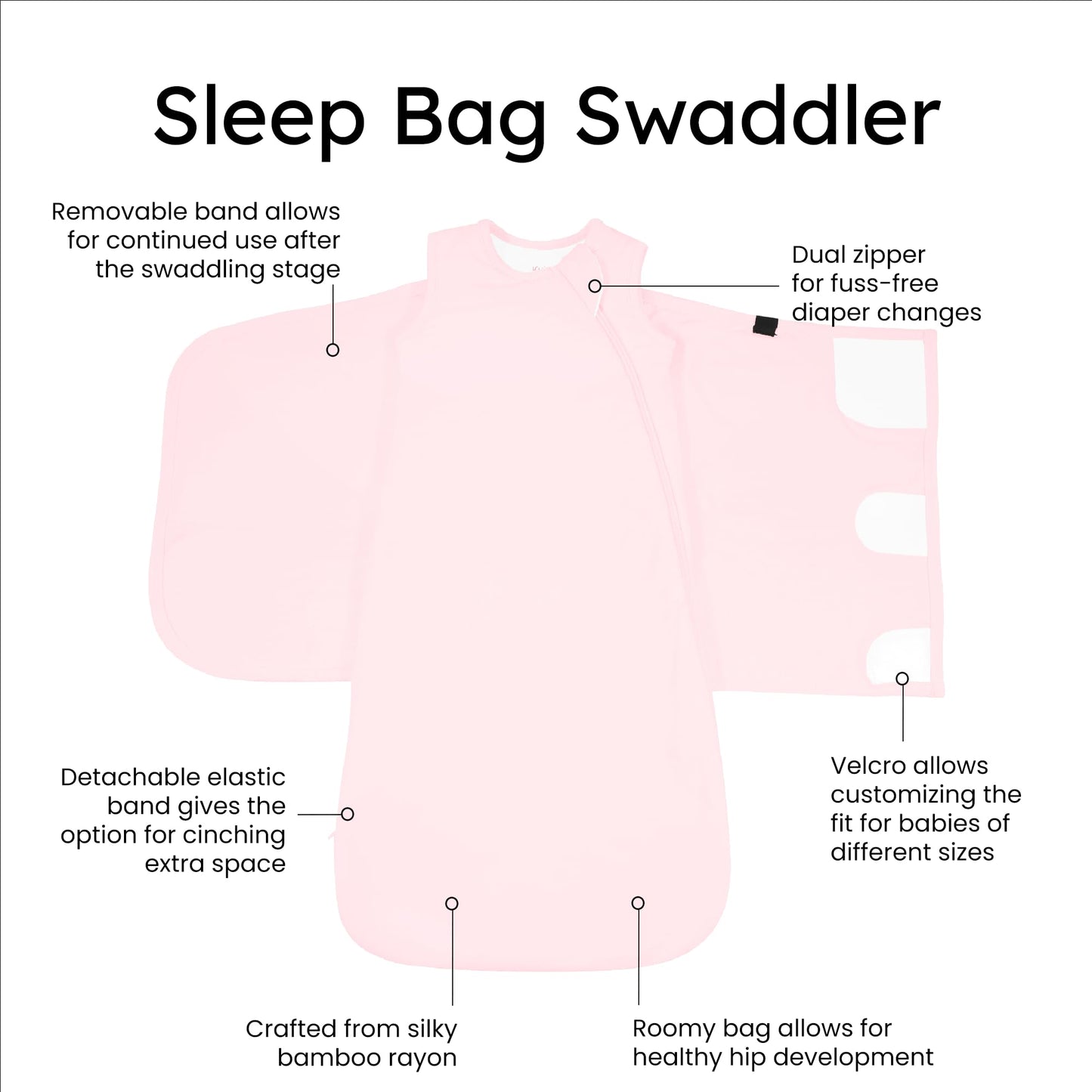 KYTE BABY Unisex Rayon Made from Bamboo Sleep Bag Swaddler for Babies, 1.0 Tog (Sakura)