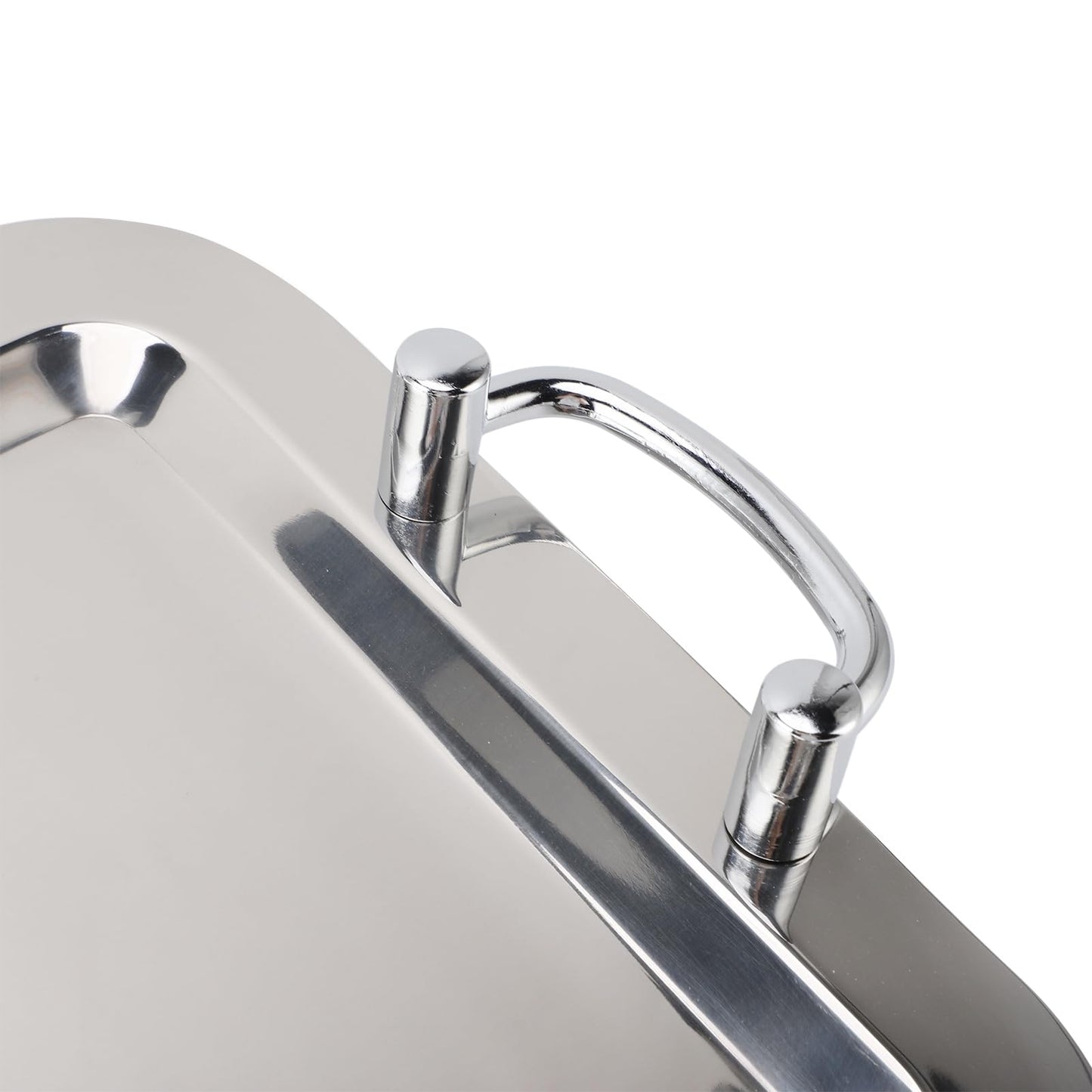 Fockety Stainless Steel Serving Tray, Multifunction Portable Metal Serving Tray with Handle, Buffet Serving Snack Tray for Coffee, Desserts, Cakes, (Rectangle Shape with