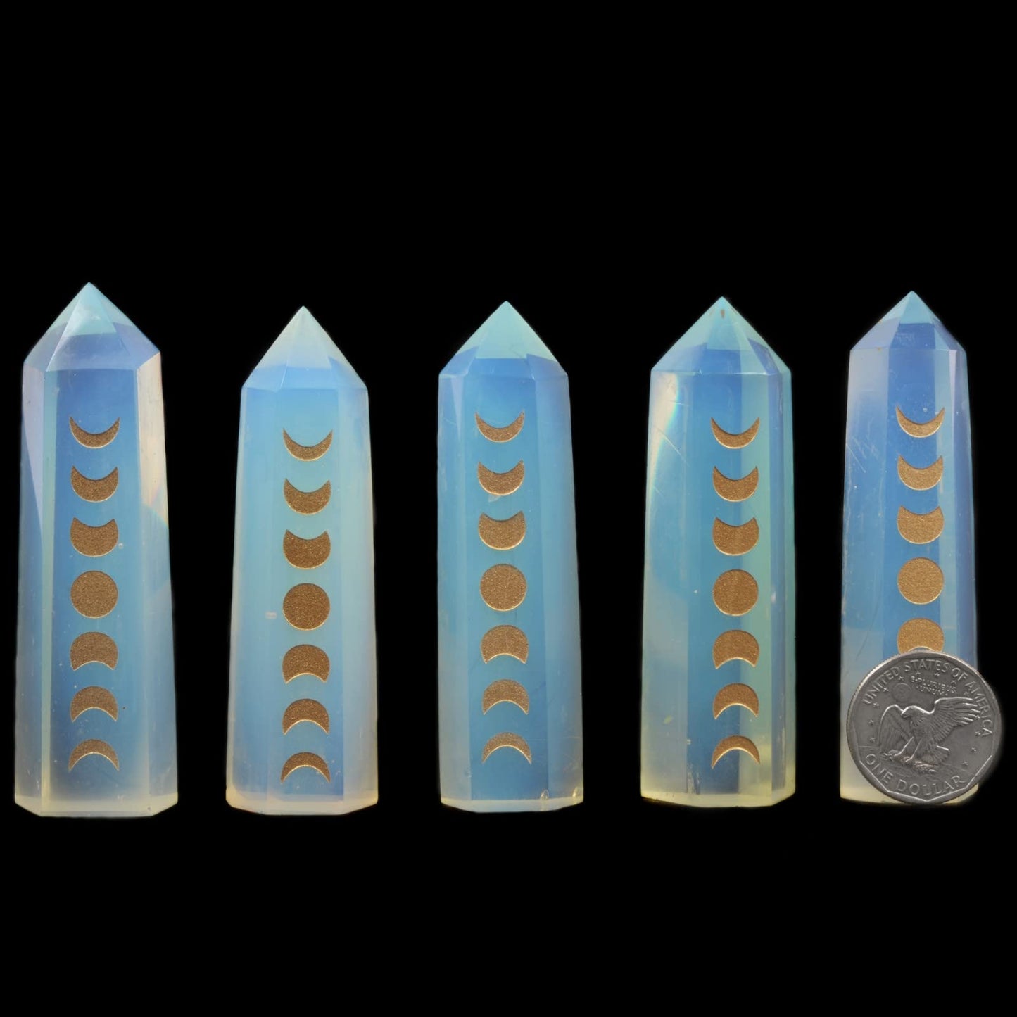 Synthetic Opalite Phase of The Moon Phase Lunar Crystal Tower Healing Crystal Wand For Spiritual Use Hexagonal Point Reiki Chakra Gemstone Home Office Decor