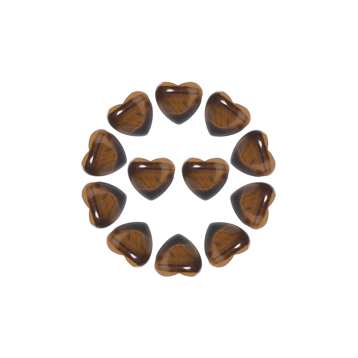 Yochus 5pcs Tiger's Eye Natural Heart Stone Beads，12mm Healing Energy Gemstone for Jewelry Making Earring Necklace DIY
