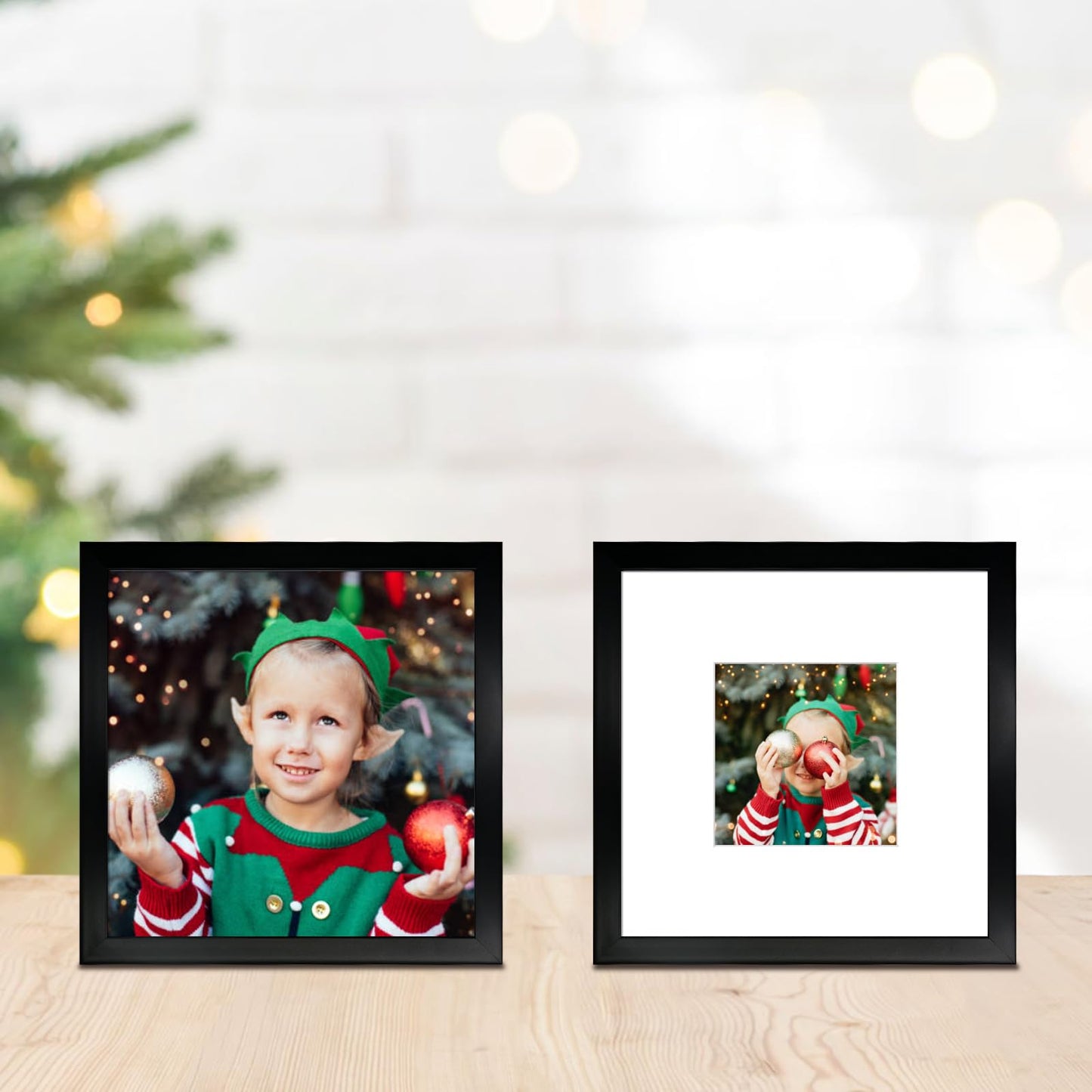 BSRHOME 12x12 Picture Frame Set of 9, Display Pictures 8x8 with Mat or 12x12 without Mat, Multi Collage Gallery Square Photo Frames for Wall or Tabletop, Black