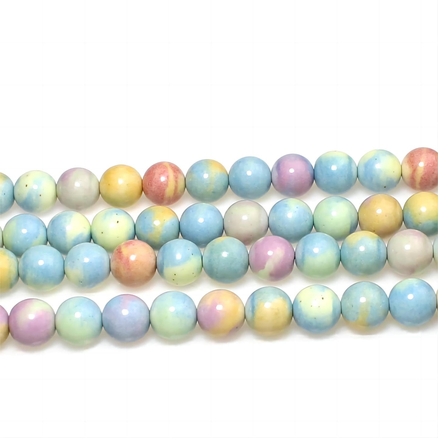 MJDCB Natural Stone Beads 8mm 43pcs Round Rainbow Stone Loose Gemstone Bead Charms for Jewelry Making Bracelet Necklace Earring Pendant