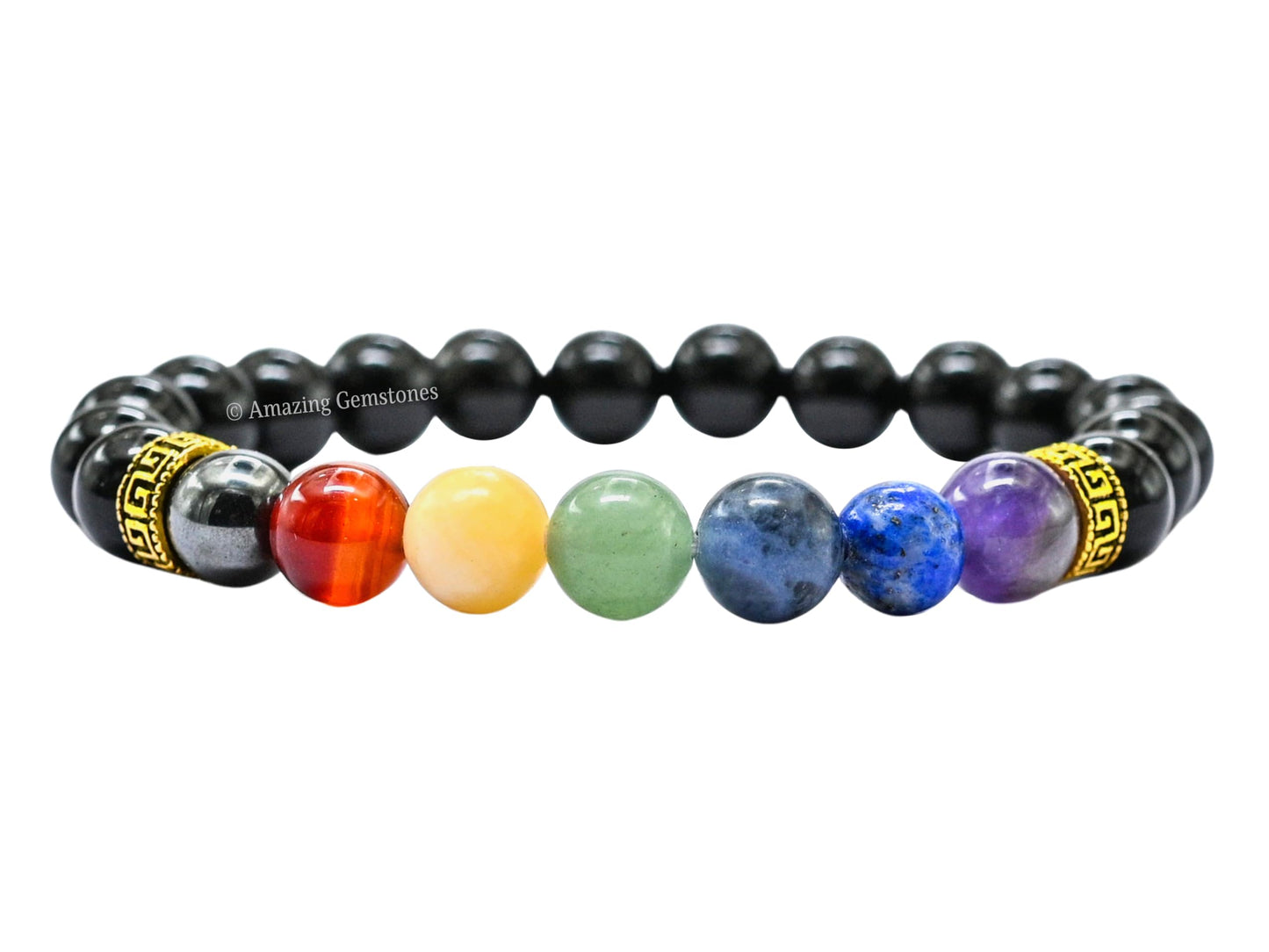 Amazing Gemstone Crystal Bracelet for Women Men's Gifts - Protection Healing Crystal Bracelet - 8mm Gemstone Beaded Stretchable Bracelet Pulseras Para Hombres Mujer Stocking Stuffers Mothers Day Gift (Chakra Bracelet (Black Obsidian))