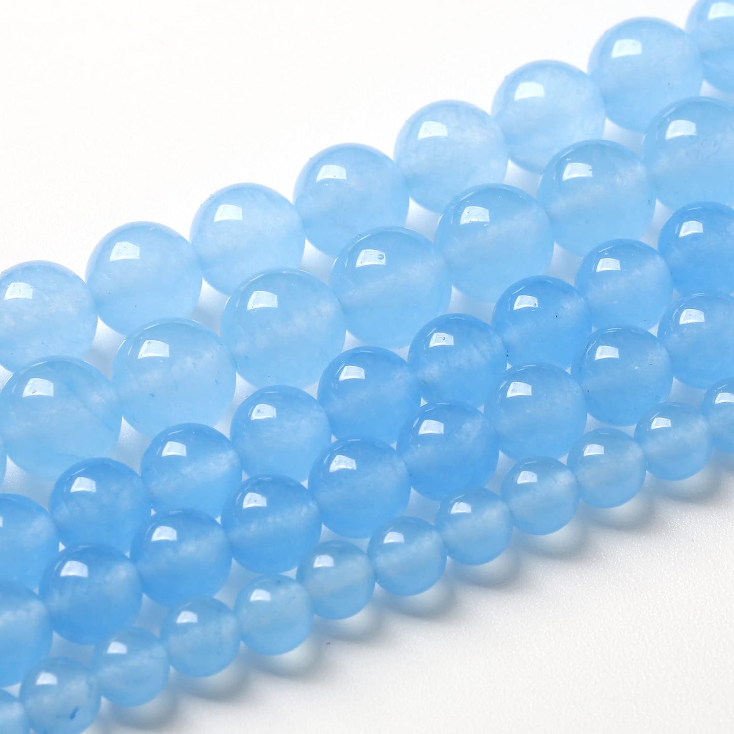 90pcs 8mm Blue Natural Chalcedony Aquamarines Stone Beads for Jewelry Making Round Jades Beads DIY Bracelet Accessories 32" 2 Strands