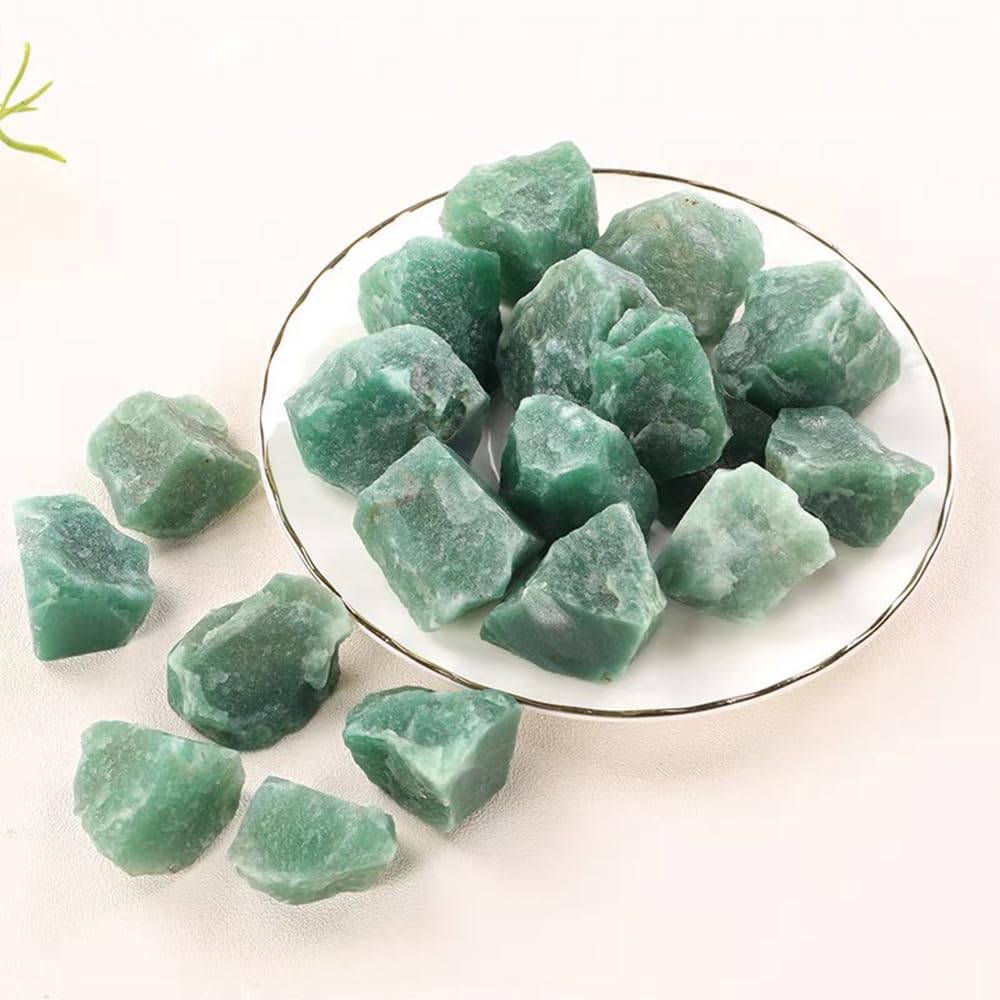 2PCS Natural Raw Stone Healing Crystals Bulk, Gemstones for Reiki, Meditation, Home Decor, Garden Fountain Rocks (Green Aventurine)