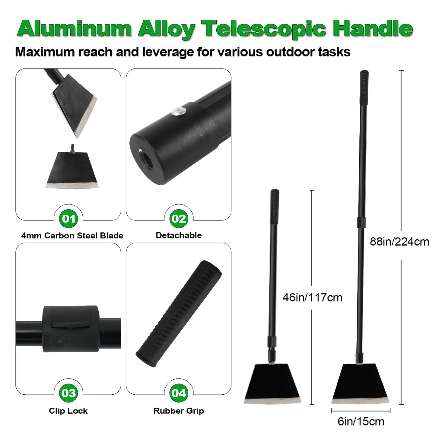 Smarkey Floor Scraper, Garden Scraper Shovel, Cleaning Remove Tool With 88in Long Handle,Sturdy Tile Scraper for Ice, Tiles, Ceiling, Concrete, Tape, Glue - Heavy Duty Sharp Blade (4mm Thickness)