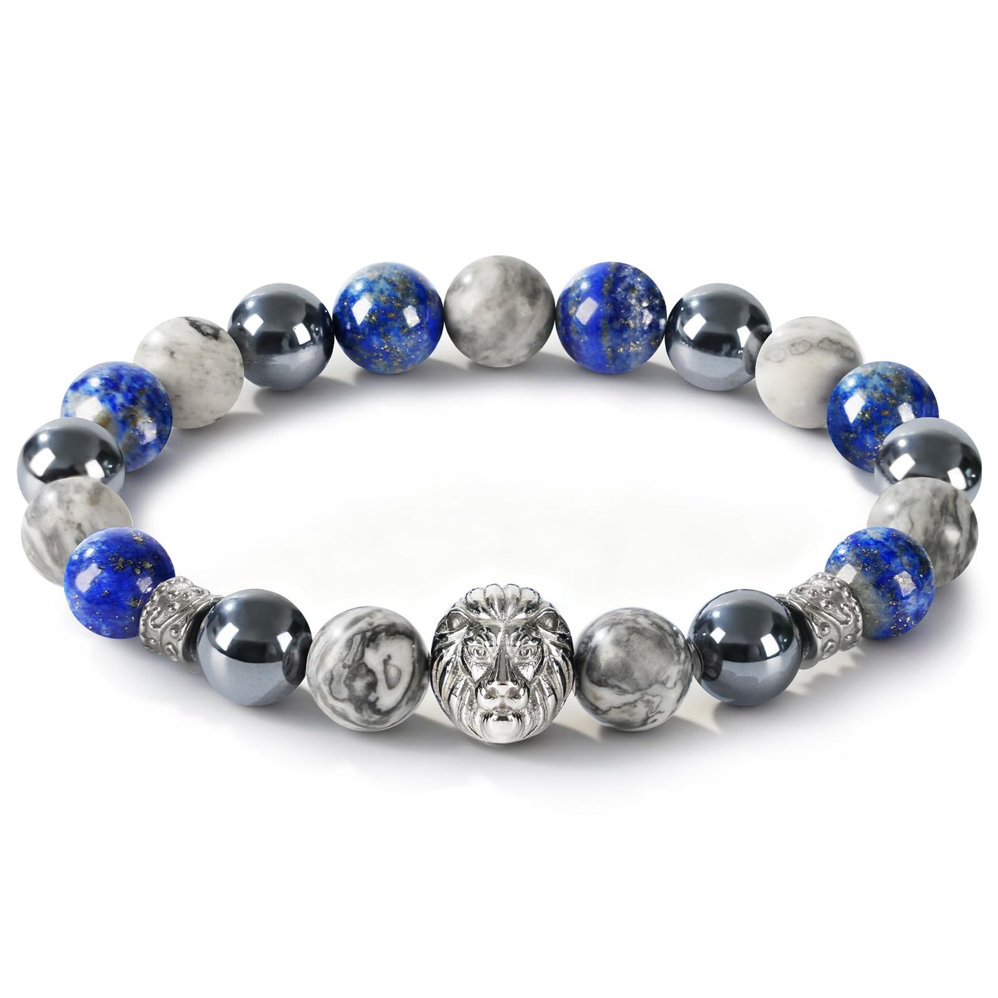 Lapis Lazuli Bracelet for Men, 10mm Elastic Adjustable Bead Bracelet, Terahertz, Lapis Lazuli, Map Stone Natural Gemstone Bracelet, Perfect for Anniversary, Christmas,Thanksgiving Gifts, Men's Jewelry Accessories.
