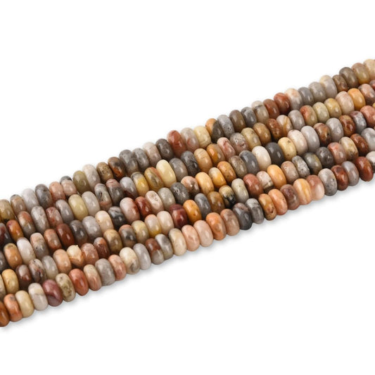 170pcs 4x2mm Natural Crazy Lace Agate Disk Rondelle Spacer Semi Precious Gemstone Loose Stone Beads for Jewelry Making 15 Inch