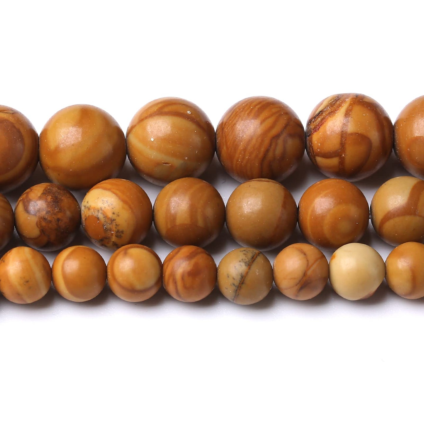 60PCS 6MM Natural Woodgrain Jasper Stone Beads Round Shape Suitable for Jewelry DIY Bracelet 15 Inches