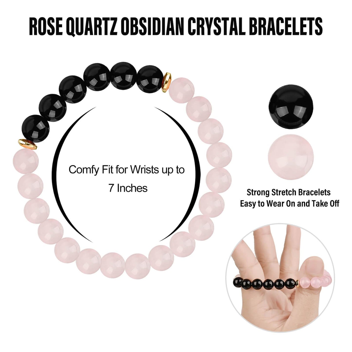 Rose Quartz Pink Opal Peru Crystal Bracelet, Love Friendship Anxiety Crystal Healing Stone Chakra Bracelet, Business Money Energy Wealth Good Luck Prosperity Feng Shui Beaded Bracelet for Men Women,