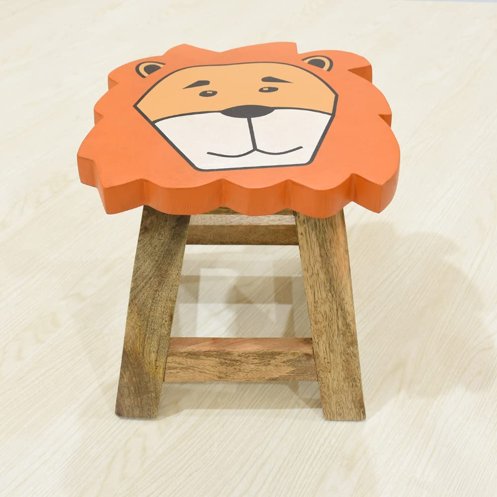 BBH Home's Handmade Orange Novelty Shaped Mango Wood Stool 14x14x12 Inch AMBBRSST0002