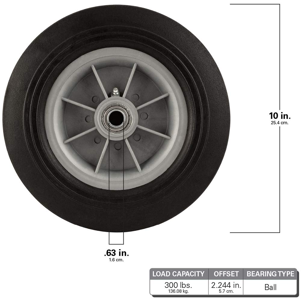 Flat Proof Replacement Wheel - 10-Inch - 300 lb. Load Capacity - For use on Wagons, Carts, & Many Other Products