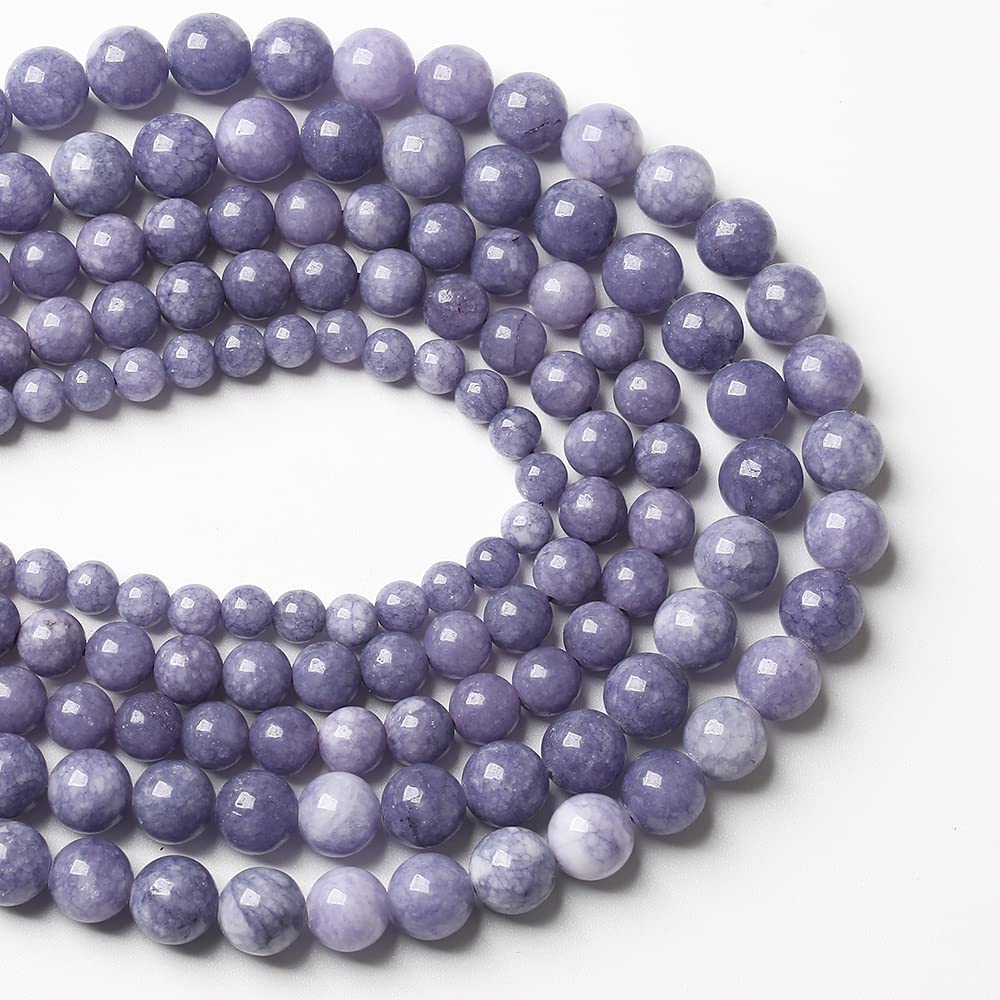 10mm 38pcs Natural Purple Angelite Stone Beads Lavender Gemstone Round Loose Beads for Jewelry Making DIY Bracelet Necklace Earrings
