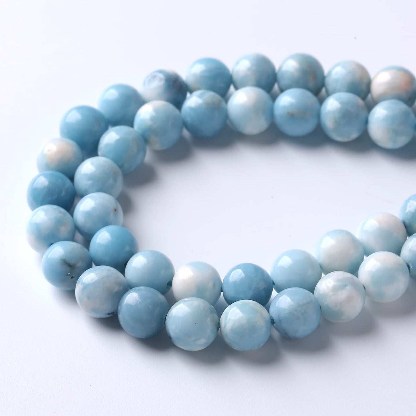 Larimar Beads 36pcs 10mm Natural Gemstone Round Loose Beads for Jewelry Making Energy Crystal Healing Power Gemstone DIY Bracelet Necklace (Blue Larimar Stone, 10mm)