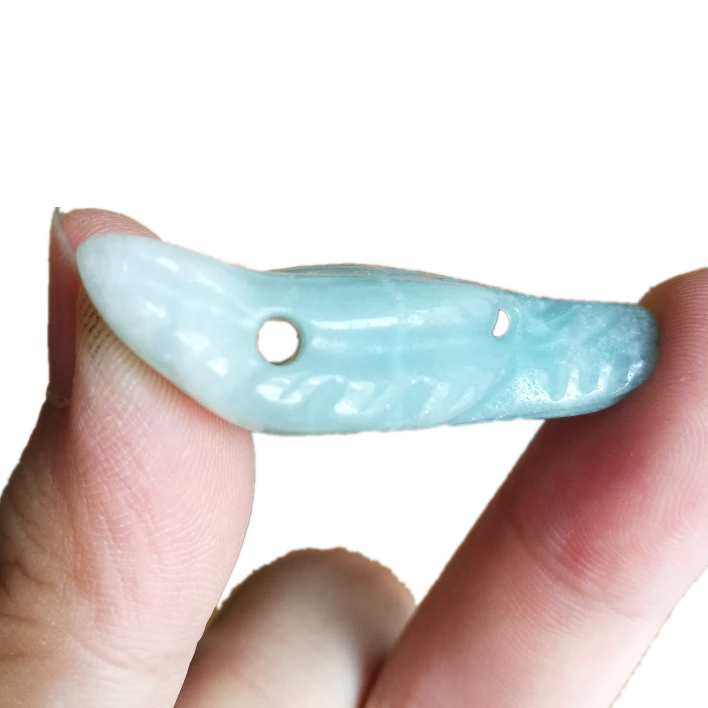 Bacatgem Natural Amazonite 1.37 inchs Wolf Head Pocket Crystals and Healing Stone Figurine,Haped DIY-Jewelry Pendant