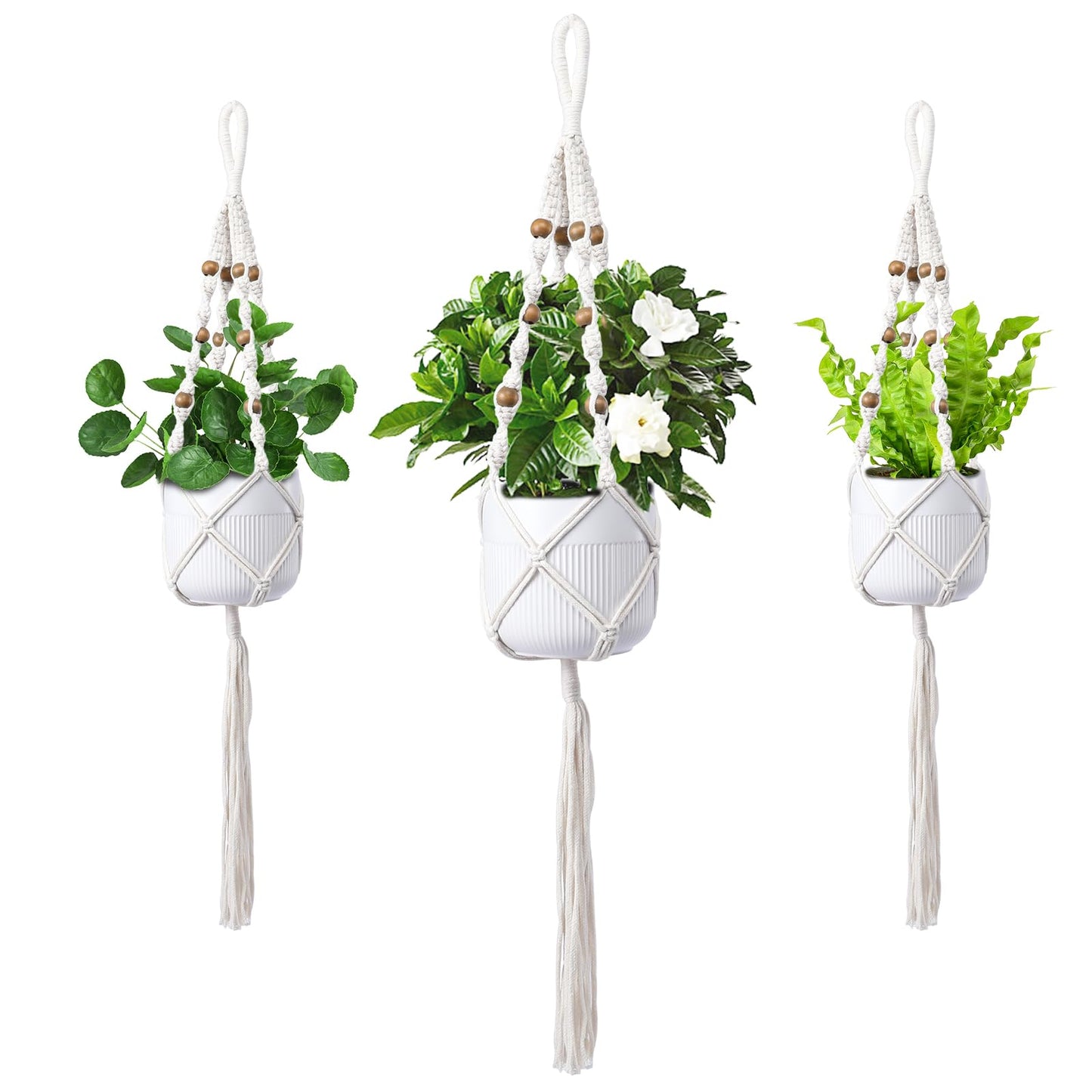 Chonsun Hanging Planters for Indoor Plants 3 PCS Wall Plant Hangers Macrame Wall Hanging Outside Garden Decor