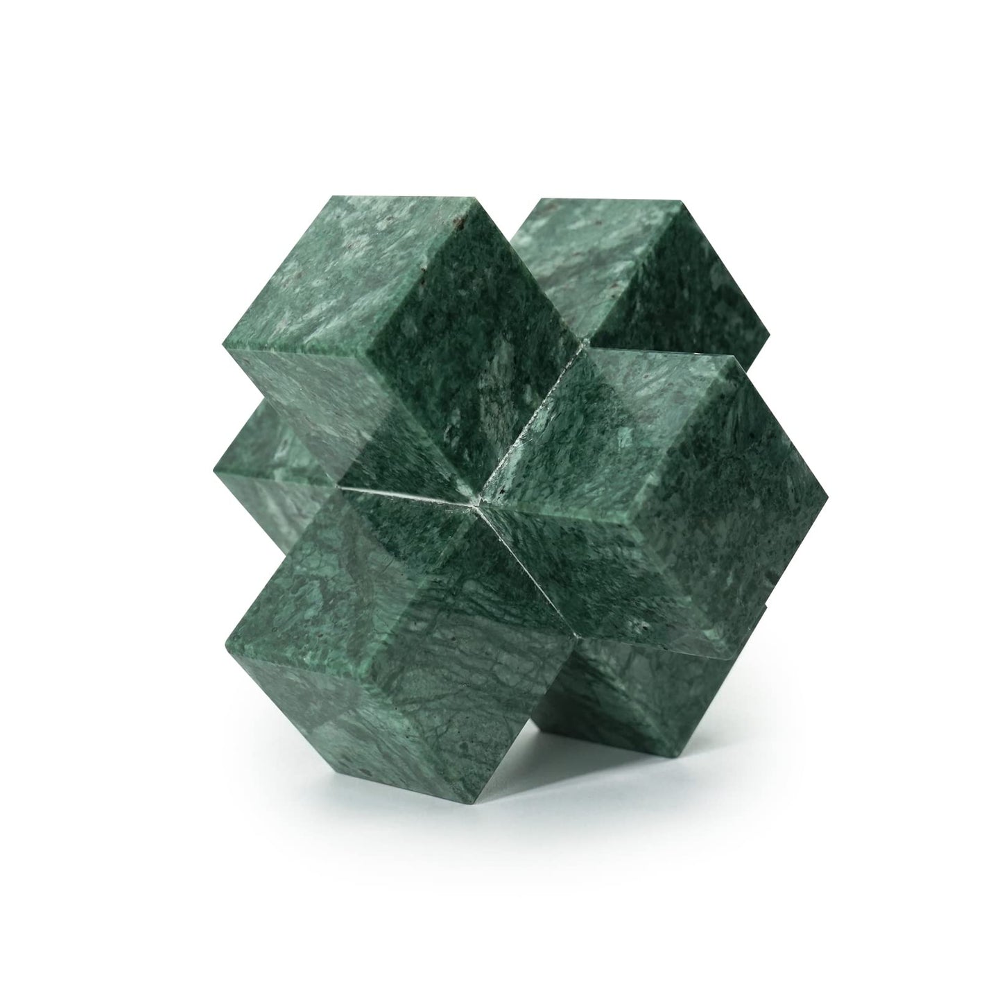 DreamsEden Geometric Sculpture, Small Green Marble Decorative Ornaments Modern Home Decor Accent Paperweight