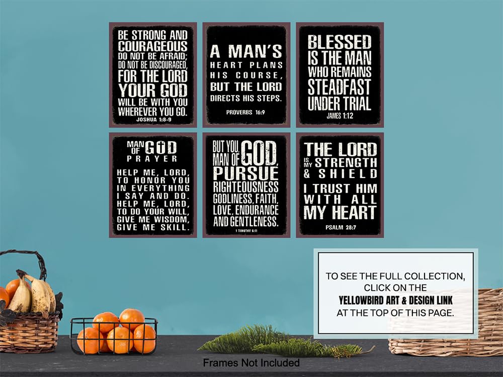 Christian Wall Art - Religious Wall Decor- Christian Gifts for Men - Motivational Quotes Scripture - Man cave Decor - Positive Quotes Wall Art - Inspirational Office Décor Print